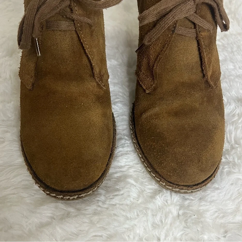 J. CREW Women’s Brown Suede Leather Lace-Up Wedge Ankle Booties Size 8